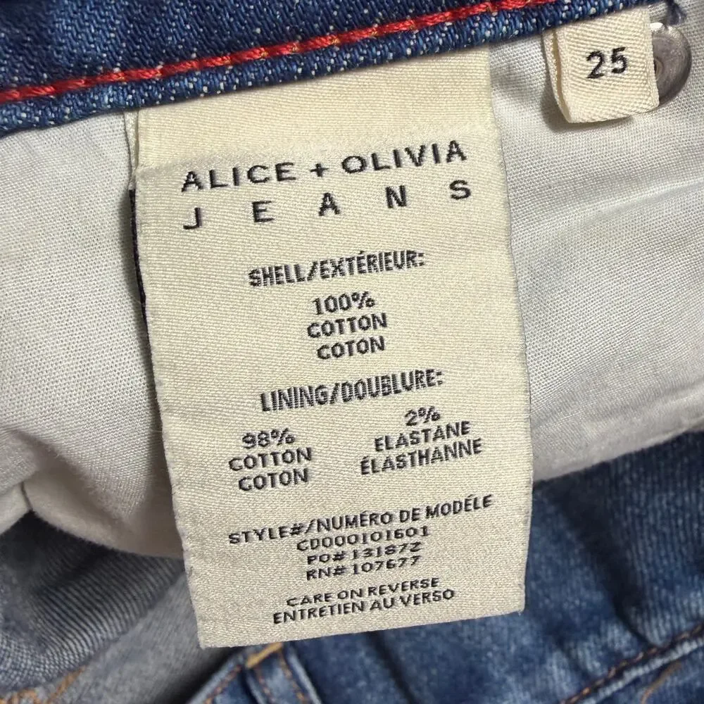 Alice + Olivia Trish Low-Rise Baggy Denim Shorts Lola Blue Wash Size 25